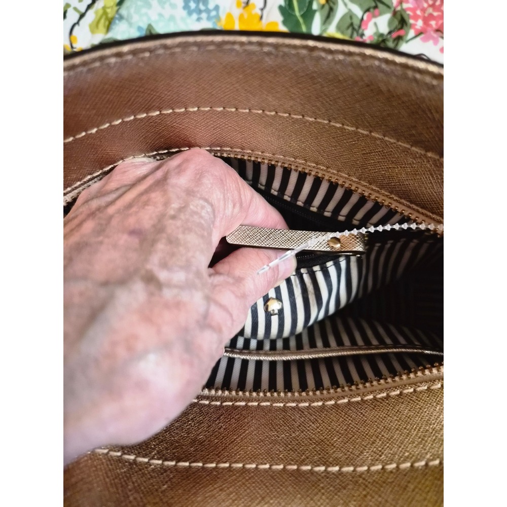 Kate Spade New York Metallic Gold Saffiano Leather Mini Satchel Crossbody Bag - Picture 12 of 14
